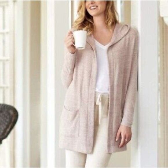 BAREFOOT DREAMS cozy chic lite size M hooded open front cardigan. - Picture 1 of 8